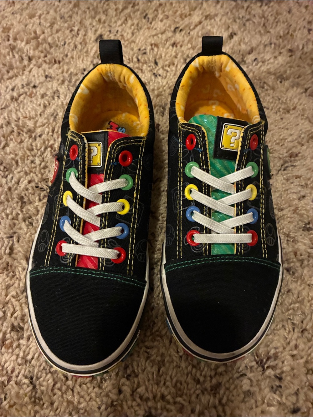 Kids Black Mario Canvas Sneakers